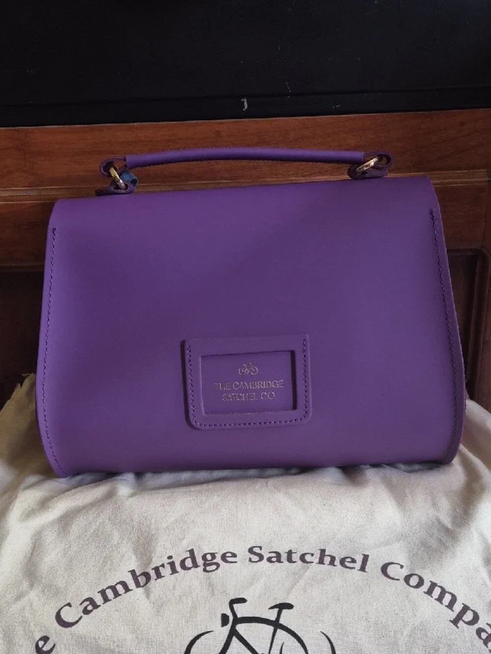 NWT Cambridge Satchel Company Purple Poppy Top-Handle Satchel with Gold Hardware